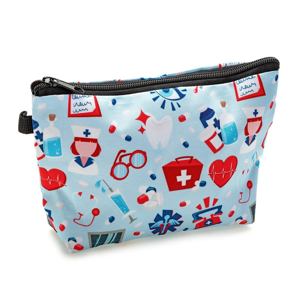 Blue Multi Colored Health Care Worker Cosmetic Bag