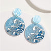 Blue Ocean Wave Circular Drop Earrings