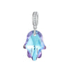 Blue Pink Cubic Zirconia & Sterling Silver Hamsa Drop Charm