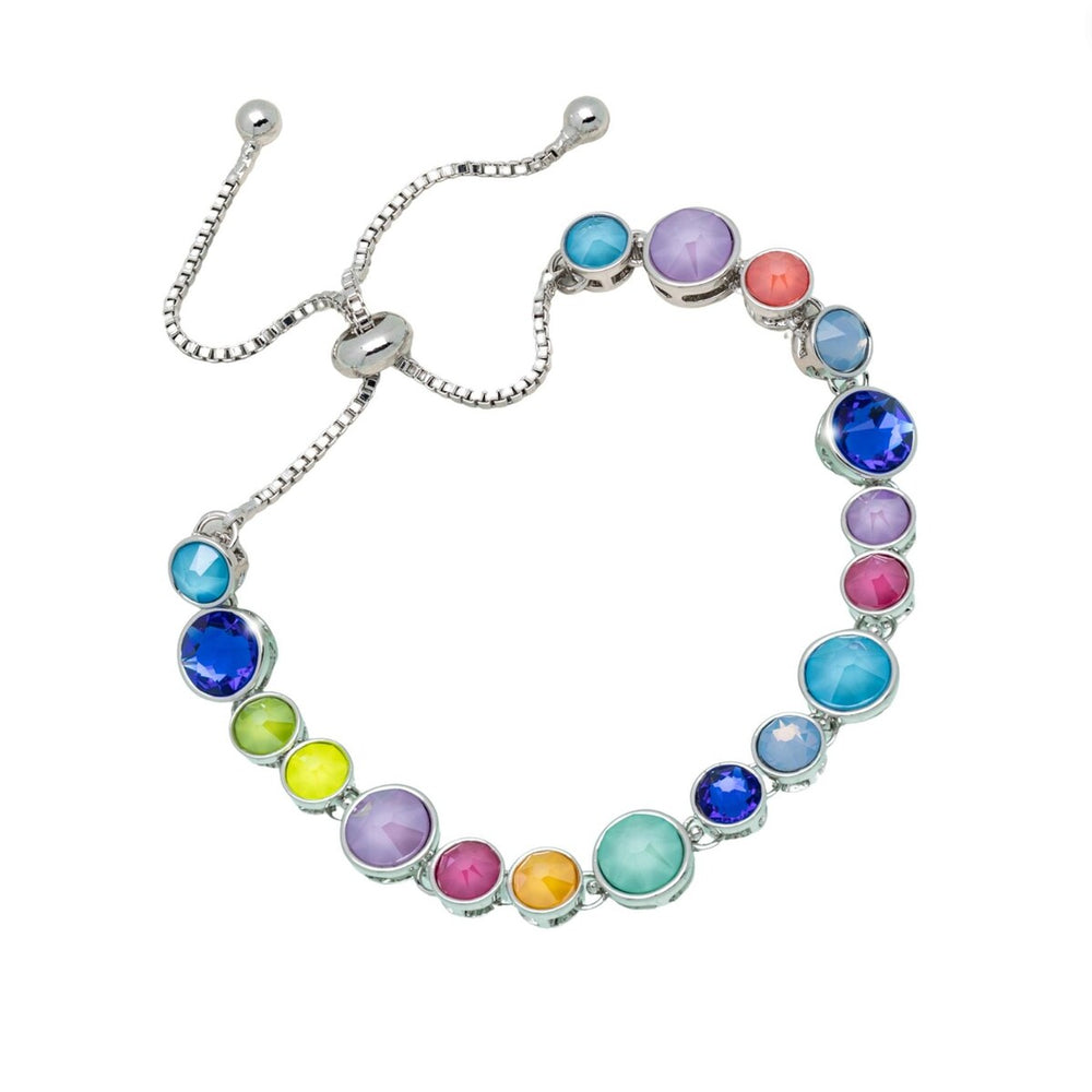 Blue Pink Delite Adjustable Bracelet With Swarovski Crystals - Blue Pink