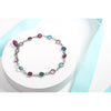 Blue Pink Mix Swarovski Crystal Tennis Bracelet With Briolette Crystal