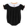 Black and Orange Boo Halloween Smocked Romper