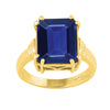 Blue Sapphire 18K Gold Plated Sterling Silver Solitaire Emerald Cut Ring