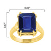 Blue Sapphire 18K Gold Plated Sterling Silver Solitaire Emerald Cut Ring