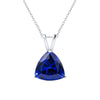 Blue Sapphire Sterling Silver Trillion Pendant Necklace