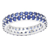 Blue Sapphire Sterling Silver Two Row Eternity Band Ring