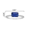 Blue Sapphire and White Topaz Sterling Silver Emerald Cut Engagement Ring