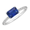 Blue Sapphire and White Topaz Sterling Silver Emerald Cut Engagement Ring