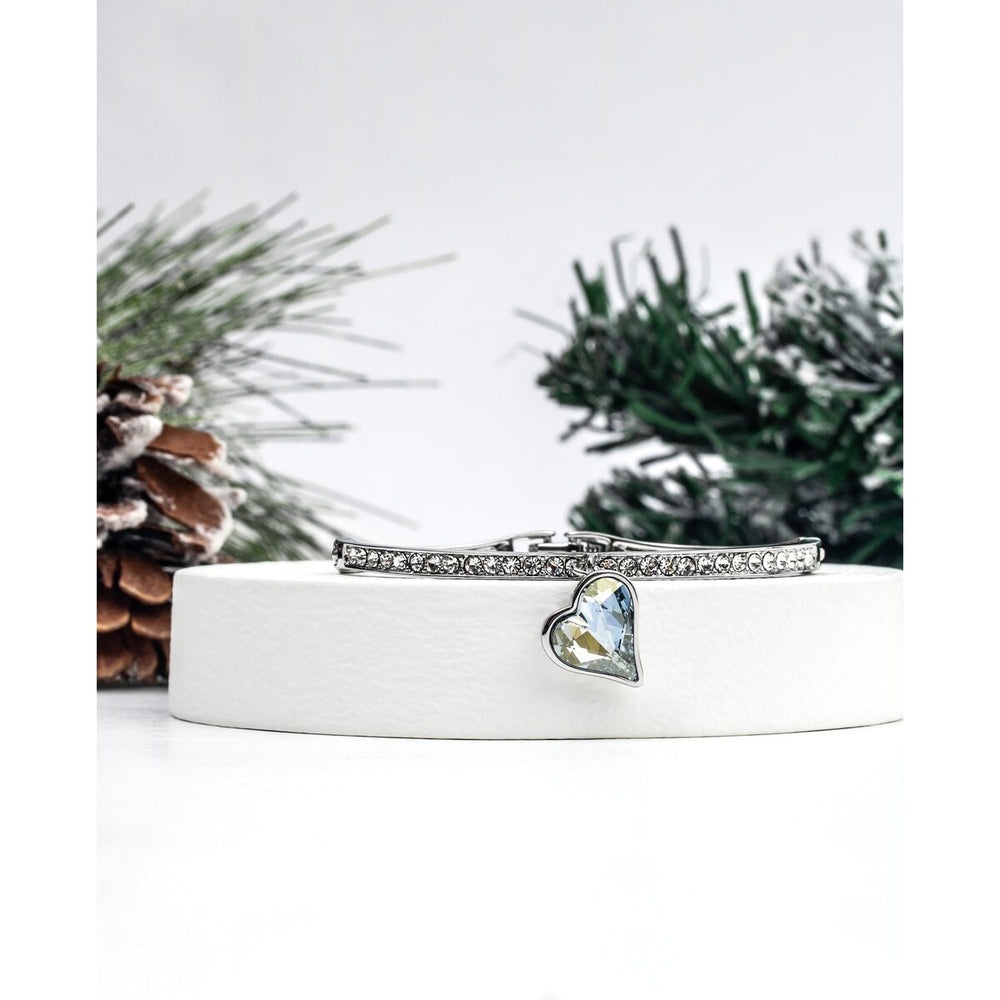 Blue Shade Swarovski Crystal Heart Bangle