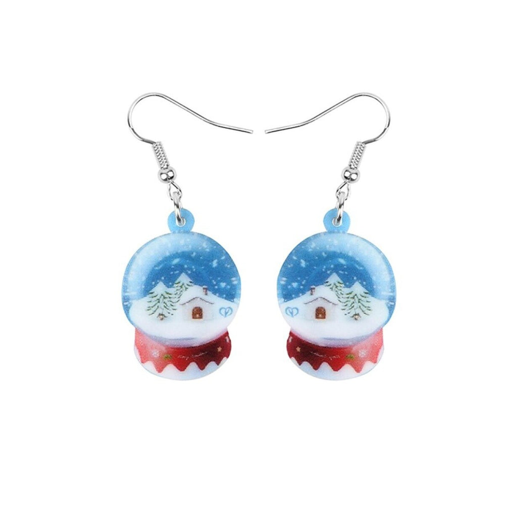 Blue Snow Globe Drop Earrings