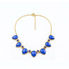 Blue Teardrop Flower Bib Necklace - White