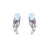 Blue Teardrop Pave Wing Stud Earrings