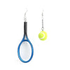 Blue Tennis Racket Ball Asymmetrical Drop Earrings