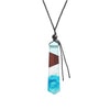 Blue Wooden Transparent Prism Pendant Necklace - White