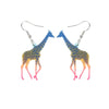 Blue Yellow Pink Ombre Giraffe Drop Earrings