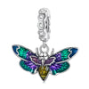 Blue & Green Enamel & Sterling Silver Moth Charm