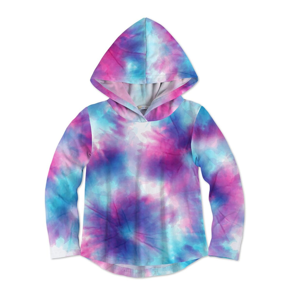 Blue & Pink Tie-Dye Print Hooded Top