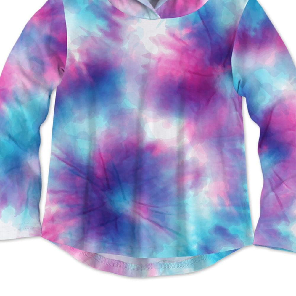 Blue & Pink Tie-Dye Print Hooded Top