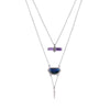 Blue & Purple Crystal Layered Necklace - White