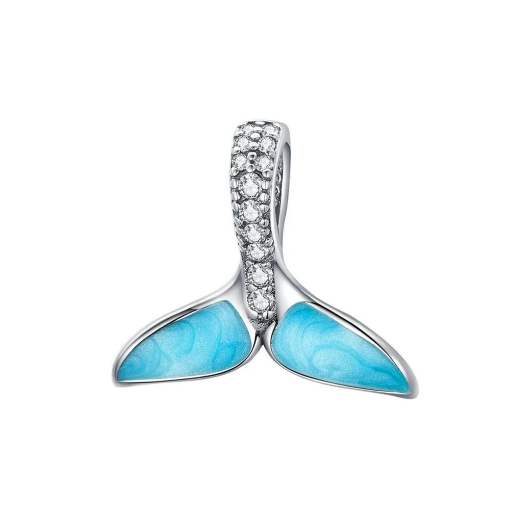 Blue & Sterling Silver Whale Tail Charm