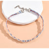 Blue & White Embroidered Daisy Choker Necklace