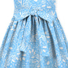 Blue & White Floral Print Bow-Belted Sleeveless Dress