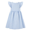 Blue & White Stripe Angel-Sleeve A-Line Dress