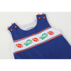 Blue and Orange Football Smocked Overalls