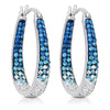 Blue and White Inside Out Crystal Hoop Earrings For Women - Blue and White