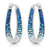 Blue and White Inside Out Crystal Hoop Earrings For Women - Blue and White