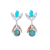 Blue, Clear Champagne Marquis Crystal Drop Earrings