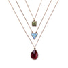 Blue, Green Red Geometric Layered Necklace - White