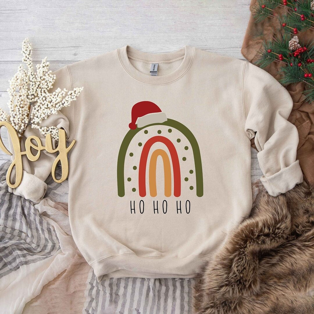 Boho Ho Ho Ho Rainbow Graphic Sweatshirt