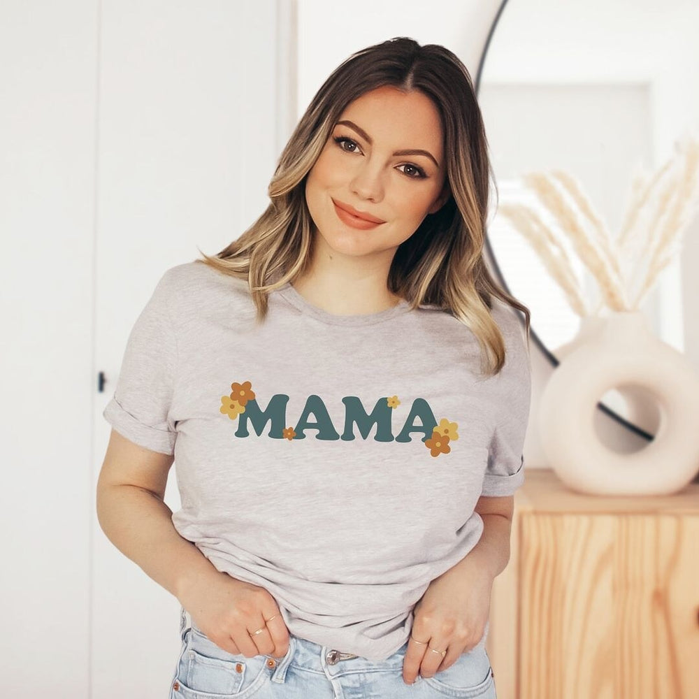 Boho Mama Flowers Short Sleeve Crewnneck Tee