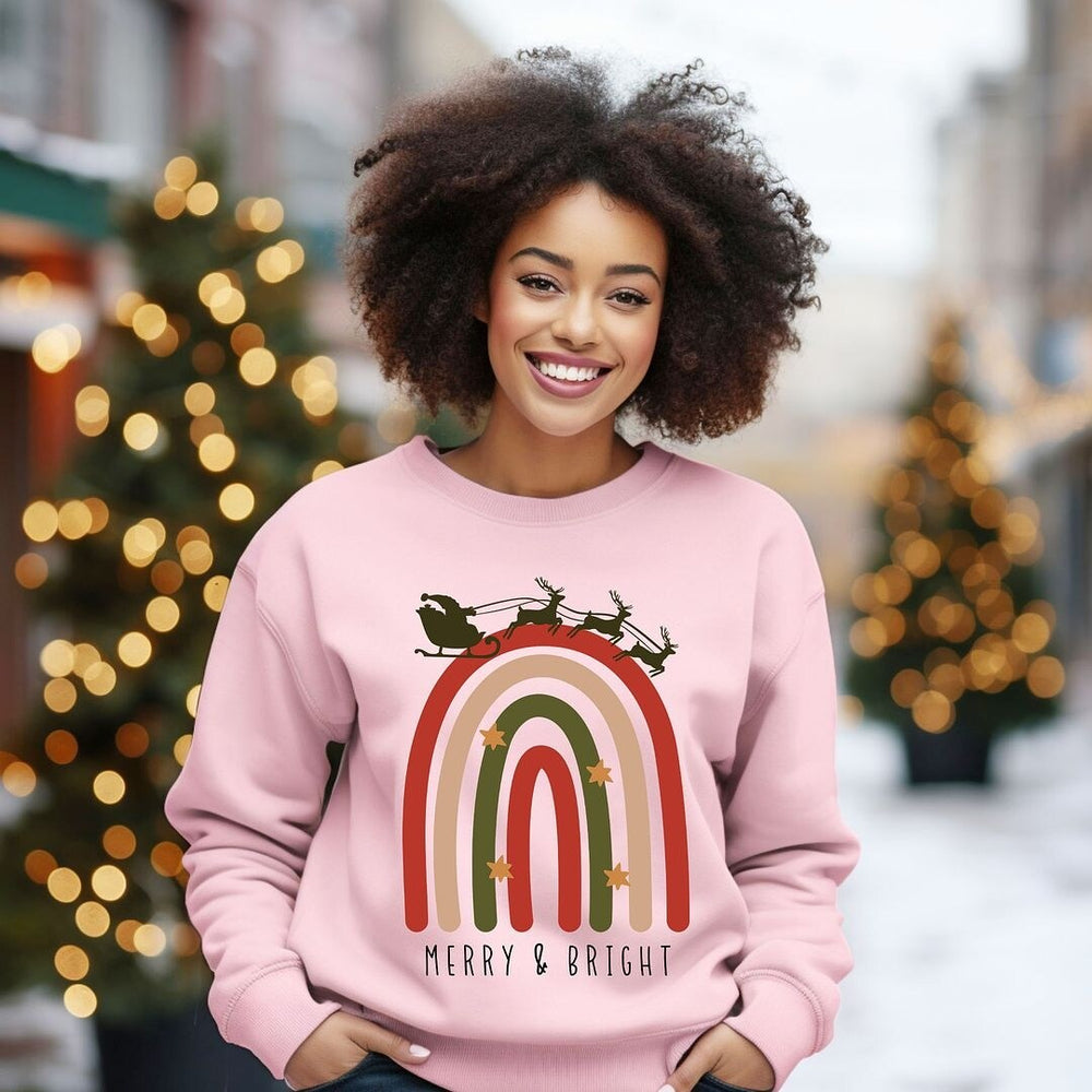 Boho Merry And Bright Rainbow Graphic Sweatshirt