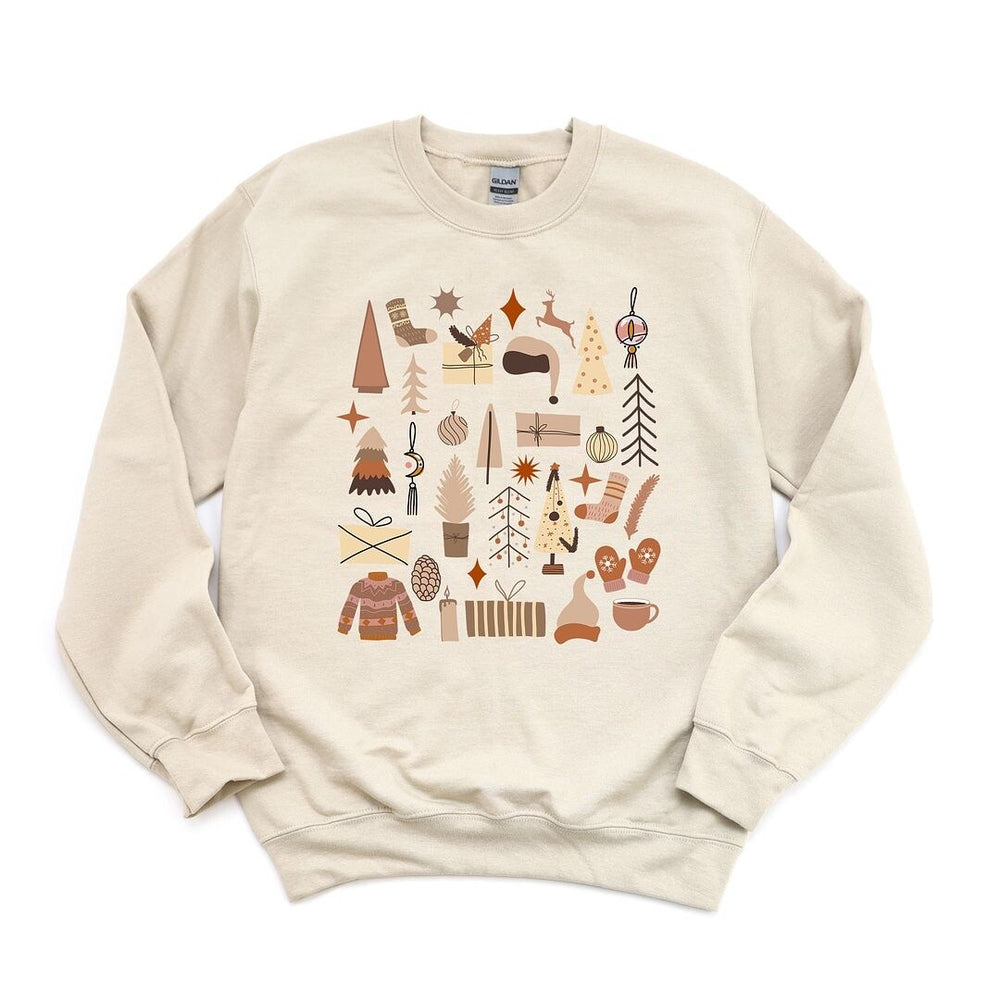 Boho Neutral Christmas Chart Graphic Sweatshirt