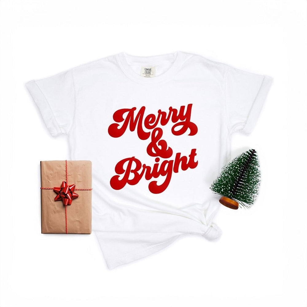 Bold Merry And Bright Puff Print Garment Dyed Tee