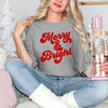 Bold Merry And Bright Puff Print Garment Dyed Tee