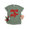 Bold Merry And Bright Puff Print Garment Dyed Tee