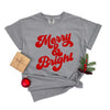 Bold Merry And Bright Puff Print Garment Dyed Tee