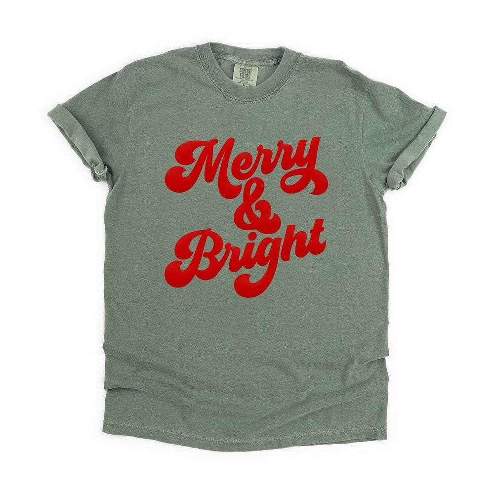 Bold Merry And Bright Puff Print Garment Dyed Tee