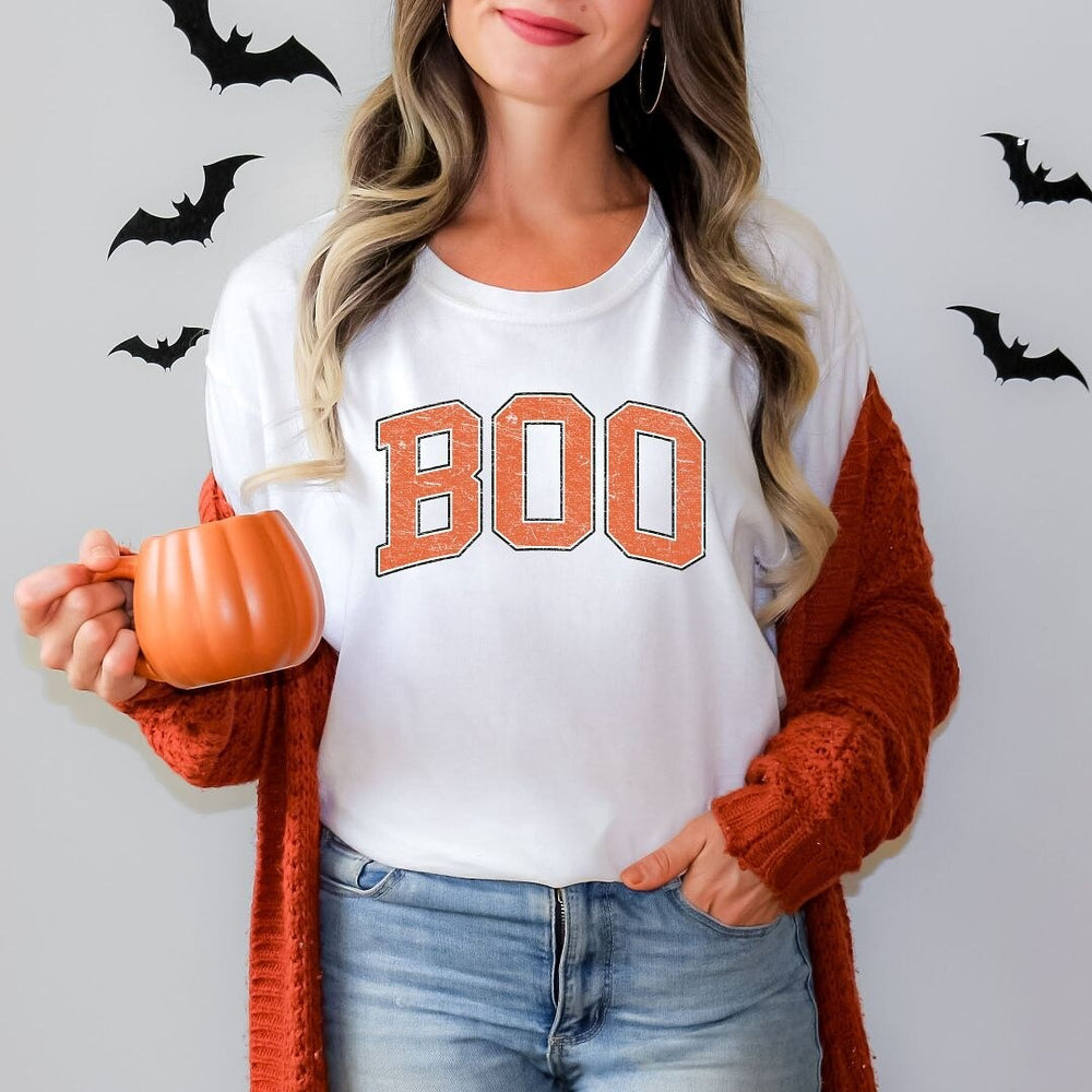 Boo Varsity Short Sleeve Crewnneck Tee