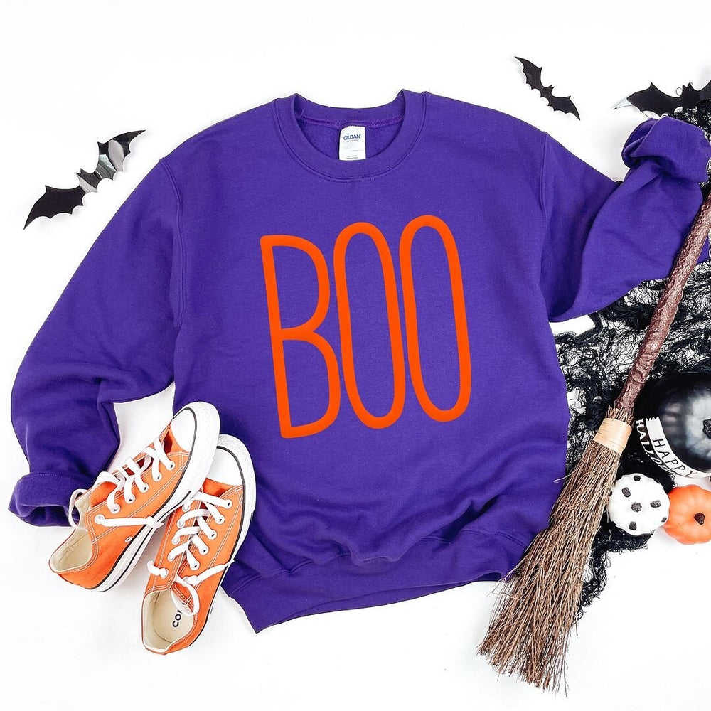 Boo Word Puff Print Graphic Sweatshirt