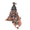 Brass Cats & Crystal Fish Christmas Tree Brooch