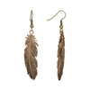 Brass Feather Drop Earrings