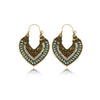 Brass Green Beaded Boho Earrings