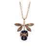 Brass Navy Dragonfly Necklace - White