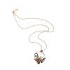 Brass Toned Two Birds Of Feather Fall Pendant Necklace - White