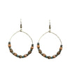 Brass & Blue Hoop Beaded Earrings