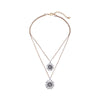 Brass & Crystal Sunburst Layered Necklace - White